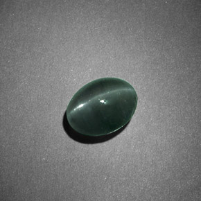 1.26캐럿 천연 그린 Chrysoberyl Cat's Eye, 타원형 컷, 6.5×5.1 mm, 불투명체