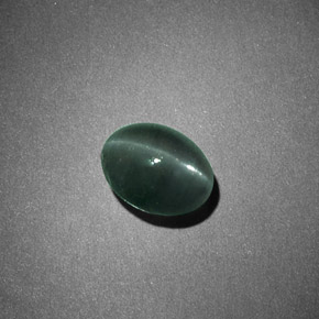 1.26캐럿 천연 그린 Chrysoberyl Cat's Eye, 타원형 컷, 6.5×5.1 mm, 불투명체