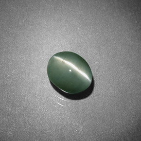 0.93캐럿 천연 그린 Chrysoberyl Cat's Eye, 타원형 컷, 6×4.8 mm, 투명한
