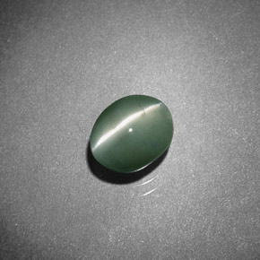 0.93캐럿 천연 그린 Chrysoberyl Cat's Eye, 타원형 컷, 6×4.8 mm, 투명한