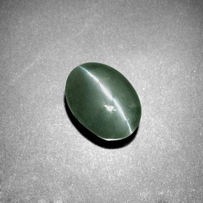 3.04캐럿 천연 그린 Chrysoberyl Cat's Eye, 타원형 컷, 8.4×7.2 mm, 불투명체