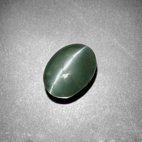 3.04캐럿 천연 그린 Chrysoberyl Cat's Eye, 타원형 컷, 8.4×7.2 mm, 불투명체
