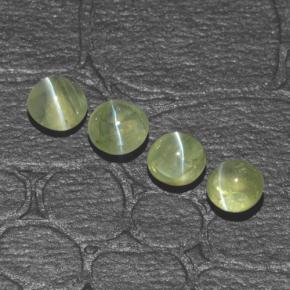 1.42캐럿 천연 노란빛 그린 Chrysoberyl Cat's Eye 보석, 라운드 컷, 3.98 mm, 투명한