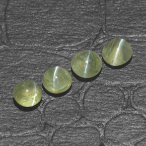 1.42캐럿 천연 노란빛 그린 Chrysoberyl Cat's Eye 보석, 라운드 컷, 3.98 mm, 투명한