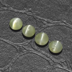 1.66캐럿 천연 골든 그린 Chrysoberyl Cat's Eye 보석, 라운드 컷, 4.00 mm, 투명한