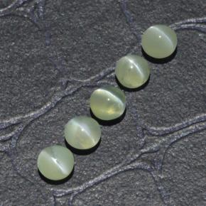 2.23캐럿 천연 골든 그린 Chrysoberyl Cat's Eye 보석, 라운드 컷, 3.89 mm, 투명한