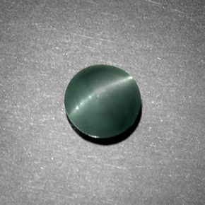 1.08캐럿 천연 그린 Chrysoberyl Cat's Eye, 라운드 컷, 5.97 mm, 불투명체