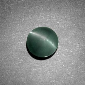 1.08캐럿 천연 그린 Chrysoberyl Cat's Eye, 라운드 컷, 5.97 mm, 불투명체