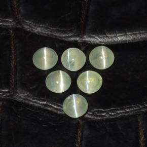 2.00캐럿 천연 노란빛 그린 Chrysoberyl Cat's Eye 보석, 라운드 컷, 3.94 mm, 투명한