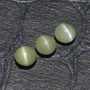 1.15캐럿 천연 노란빛 그린 Chrysoberyl Cat's Eye 보석, 라운드 컷, 3.95 mm, 투명한