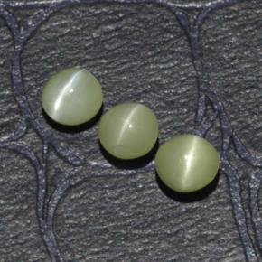 1.15캐럿 천연 노란빛 그린 Chrysoberyl Cat's Eye 보석, 라운드 컷, 3.95 mm, 투명한