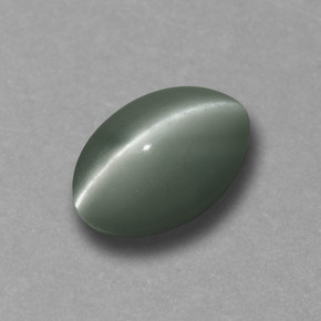 0.73캐럿 천연 그린 Chrysoberyl Cat's Eye, 타원형 컷, 5.9×4 mm, 불투명체