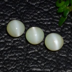 1.31캐럿 천연 골든 그린 크리소베릴 캣츠아이 보석, 라운드 컷, 4.00 mm, 투명한