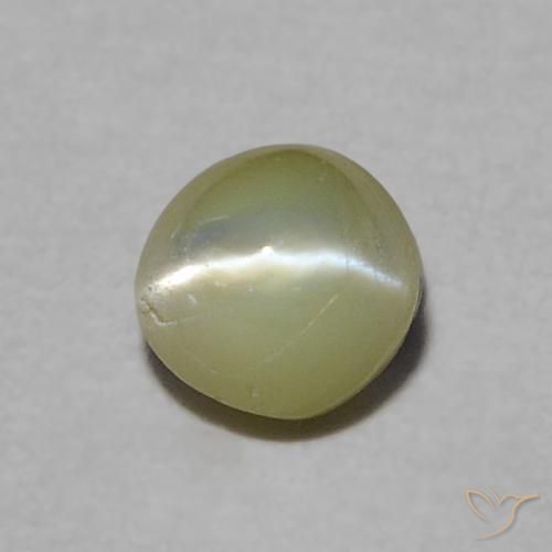 0.37캐럿 천연 황록색 크리소베릴 캣츠아이, 라운드 컷, 투명한