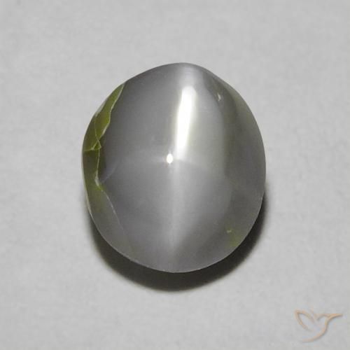 0.97캐럿 천연 미디엄 그레이 크리소베릴 캣츠아이, 타원형, 불투명체