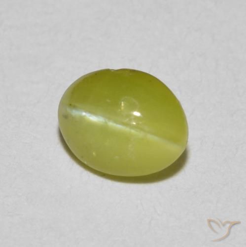 0.51ct 자연스러운 미디엄 옐로우 크리소베릴 캣츠아이, 타원형, 투명한