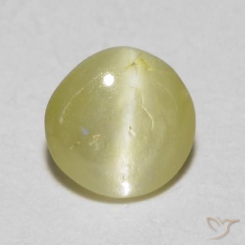 0.36ct 자연스러운 옅은 노랑 크리소베릴 캣츠아이, 타원형, 투명한