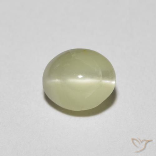 0.81ct 자연스러운 연한 녹황색 크리소베릴 캣츠아이, 타원형, 투명한