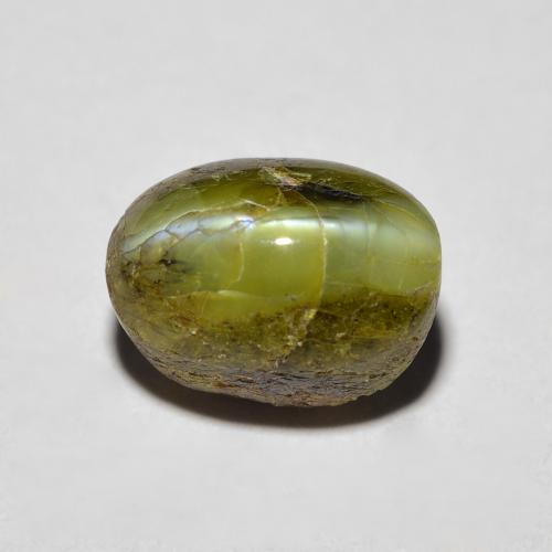 3.69캐럿 천연 딥 그린 Chrysoberyl Cat's Eye, 타원형 컷, 8.7×6.3 mm, 불투명체