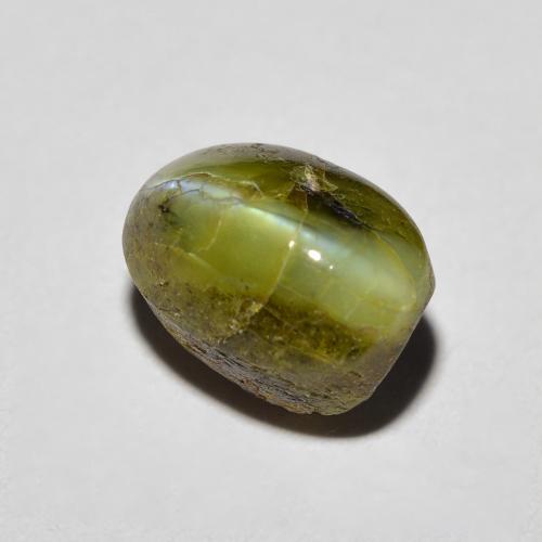 3.69캐럿 천연 딥 그린 Chrysoberyl Cat's Eye, 타원형 컷, 8.7×6.3 mm, 불투명체