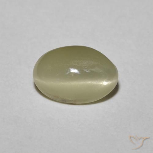0.82ct 자연스러운 옅은 크림 옐로우 크리소베릴 캣츠아이, 타원형, 불투명체