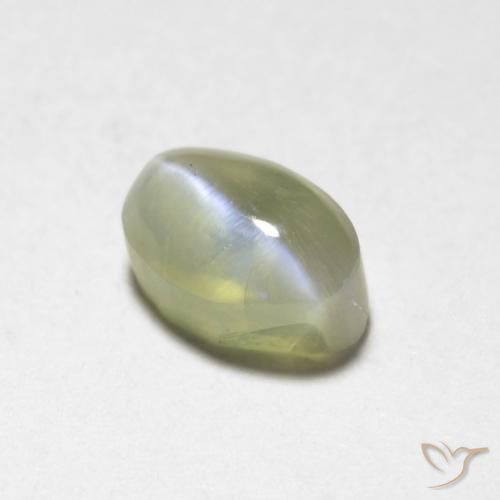 0.87ct 자연스러운 연노랑 크리소베릴 캣츠아이, 타원형, 투명한