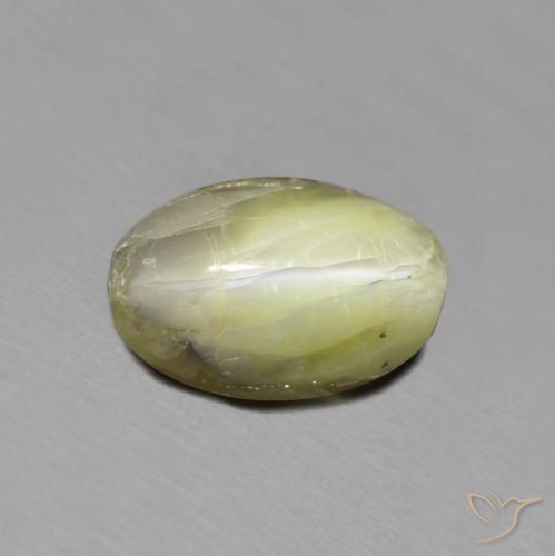 2.67ct 자연스러운 미디엄 옐로우 크리소베릴 캣츠아이, 타원형, 투명한