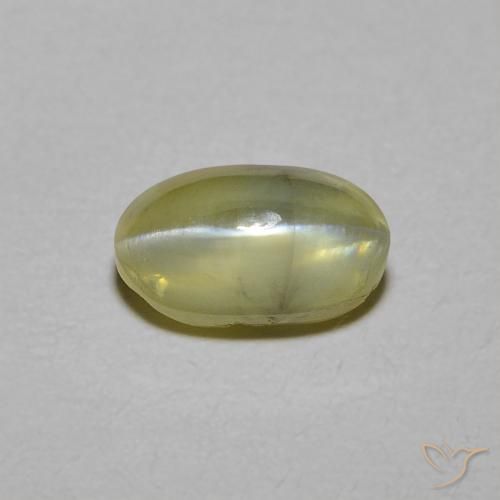 1.34ct 자연스러운 미디엄 옐로우 크리소베릴 캣츠아이, 타원형, 투명한