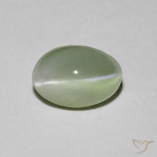 0.90캐럿 천연 따뜻한 녹색 Chrysoberyl Cat's Eye, 타원형 컷, 5.7×3.9 mm, 투명한