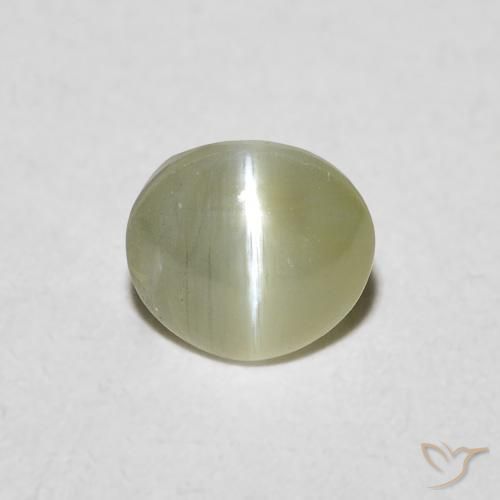 0.72ct 자연스러운 흙빛 녹색 크리소베릴 캣츠아이, 타원형, 투명한
