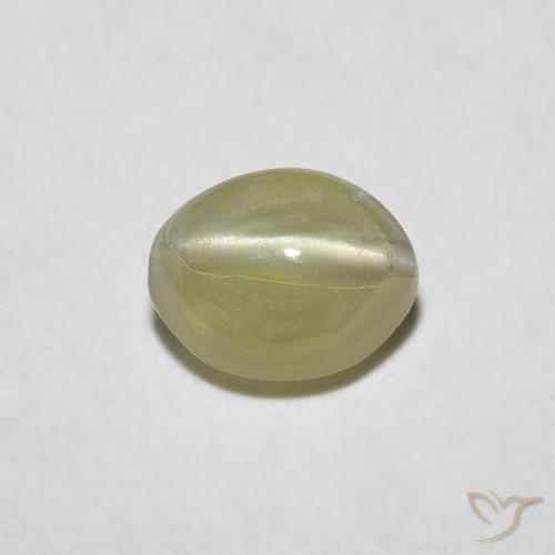 0.45ct 자연스러운 황록색 크리소베릴 캣츠아이, 타원형, 투명한
