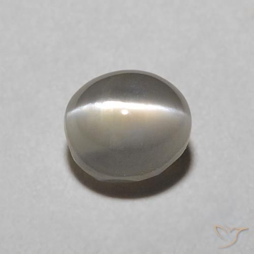 0.57캐럿 천연 매우 밝은 회색 크리소베릴 캣츠아이, 타원형, 투명한