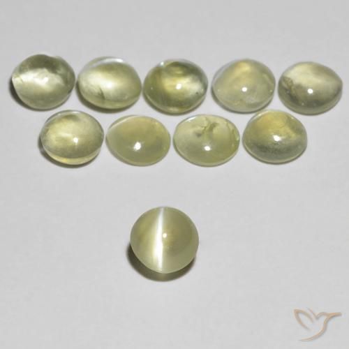 0.37ct 자연스러운 연노랑 크리소베릴 캣츠아이, 둥근, 투명한