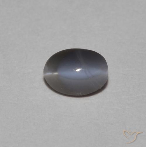 0.25캐럿 천연 실버 그레이 크리소베릴 캣츠아이, 타원형, 불투명체
