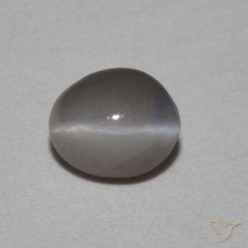 0.53캐럿 천연 Medium Dark-Grey 크리소베릴 캣츠아이, 타원형, 불투명체