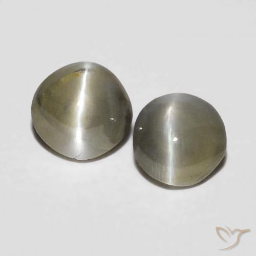 0.38캐럿 천연 매우 밝은 회색 크리소베릴 캣츠아이 보석, 타원형, 불투명체