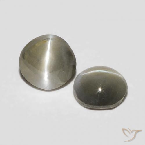 0.38캐럿 천연 매우 밝은 회색 크리소베릴 캣츠아이 보석, 타원형, 불투명체