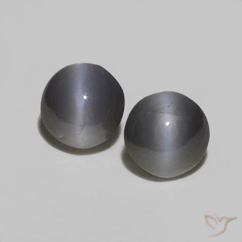 0.48캐럿 천연 짙은 회색 크리소베릴 캣츠아이 보석, 둥근, 불투명체