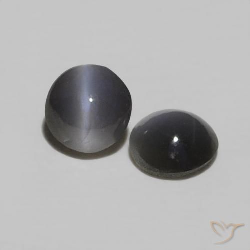 0.48캐럿 천연 짙은 회색 크리소베릴 캣츠아이 보석, 둥근, 불투명체