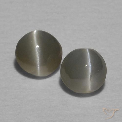 0.37캐럿 천연 회흑색 크리소베릴 캣츠아이 보석, 둥근, 불투명체