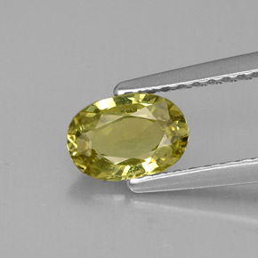 0.82캐럿 천연 옐로우 그린 크리소베릴, 타원형 컷, 7×4.8 mm, VVS-VS