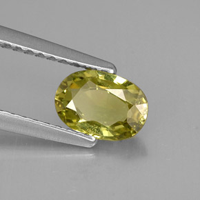 0.82캐럿 천연 옐로우 그린 크리소베릴, 타원형 컷, 7×4.8 mm, VVS-VS