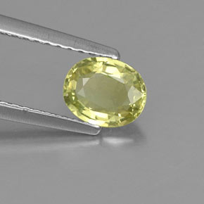 0.82캐럿 천연 옐로우 그린 크리소베릴, 타원형 컷, 6.4×5.3 mm, VVS-VS