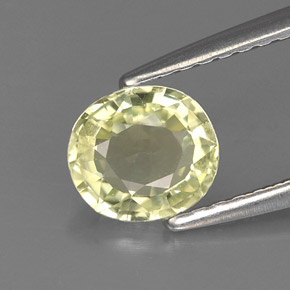 0.87캐럿 천연 옐로우 그린 크리소베릴, 타원형 컷, 6.3×5.6 mm, VVS-VS