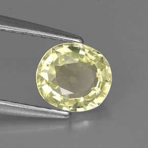 0.87캐럿 천연 옐로우 그린 크리소베릴, 타원형 컷, 6.3×5.6 mm, VVS-VS
