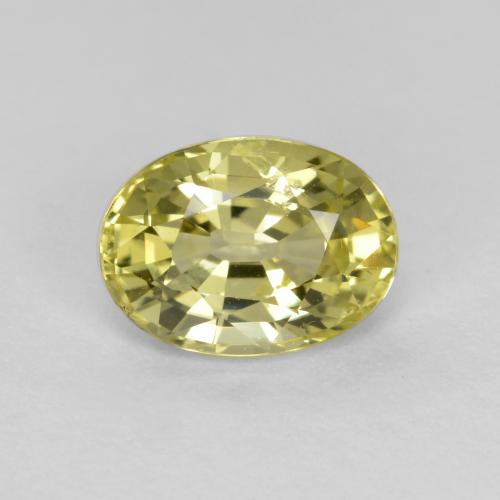 0.92캐럿 천연 라이트 옐로우 크리소베릴, 타원형 컷, 6.7×4.9 mm, VVS-VS