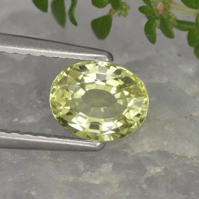 0.90캐럿 천연 미디엄 옐로우 크리소베릴, 타원형 컷, 6.3×5.1 mm, VVS