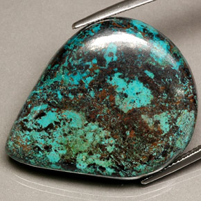 43.81캐럿 천연 멀티컬러 크리소콜라, 배 모양, 31.9×25.7 mm, 불투명체
