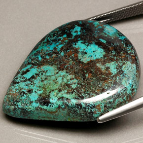 43.81캐럿 천연 멀티컬러 크리소콜라, 배 모양, 31.9×25.7 mm, 불투명체