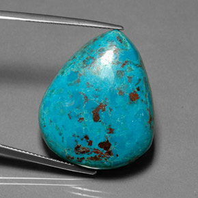 34.91캐럿 천연 멀티컬러 크리소콜라, 배 모양, 29.1×24.5 mm, 불투명체